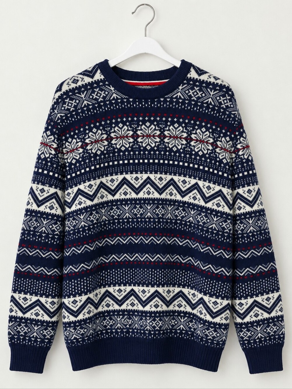 Tommy Hilfiger Lambswool Fair Isle Sweater Men’s XL Navy Red White Nordic